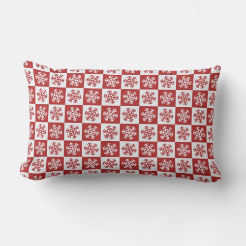 Red and White Christmas Snowflake Pattern Lumbar Pillow