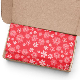 Red and White Christmas Snowflake Pattern Tissue Paper