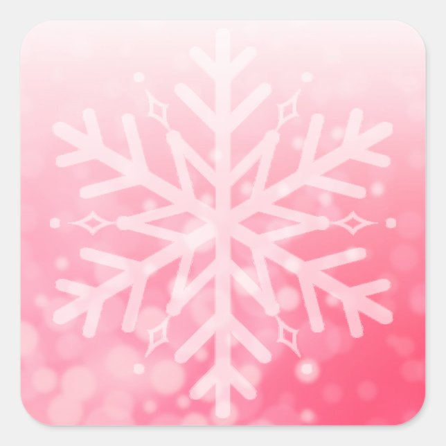 Red and White Christmas Snowflake Square Sticker (Front)