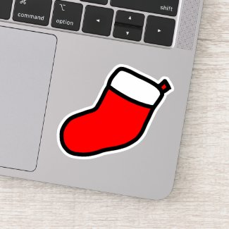 Red and White Christmas Stocking Graphic Sticker
