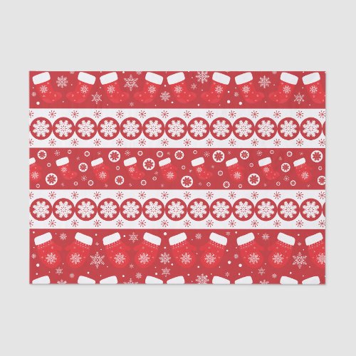 Red and White Christmas Stockings and Mittens Tissue Paper