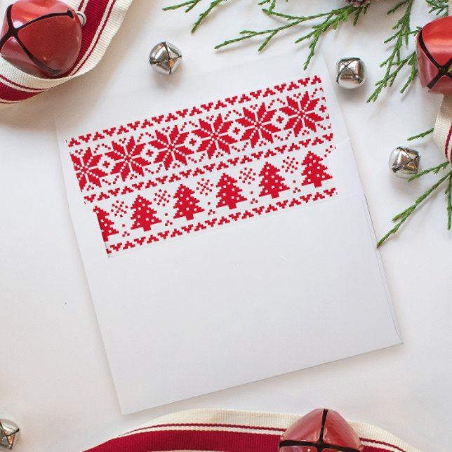 Red and White Christmas Sweater Holiday Card Envelope Liner (Creator Uploaded)
