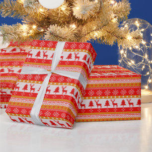Red and White Christmas Sweater Vintage Christmas Wrapping Paper