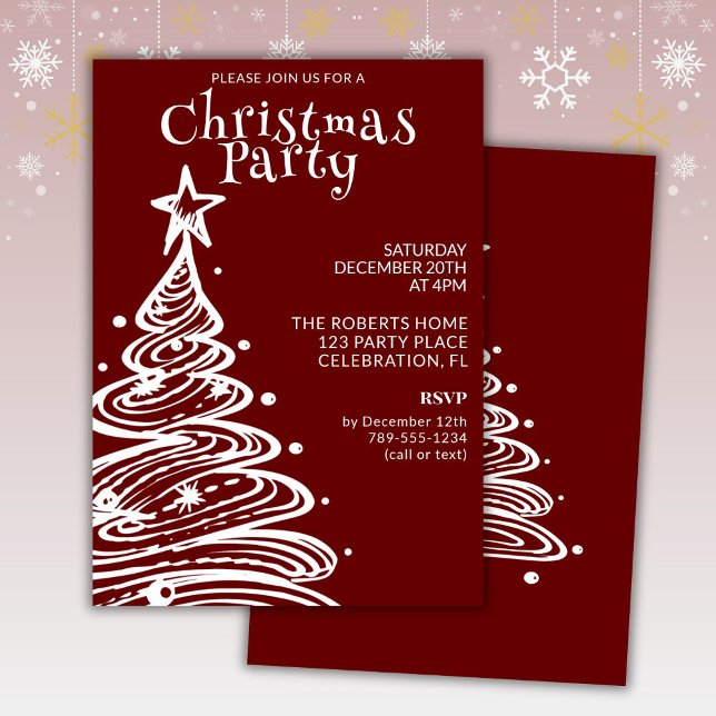 Red and White Christmas Tree Party Invitation (Creator Uploaded)