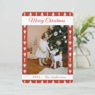 Red and White Christmas Tree Photo Holiday Card