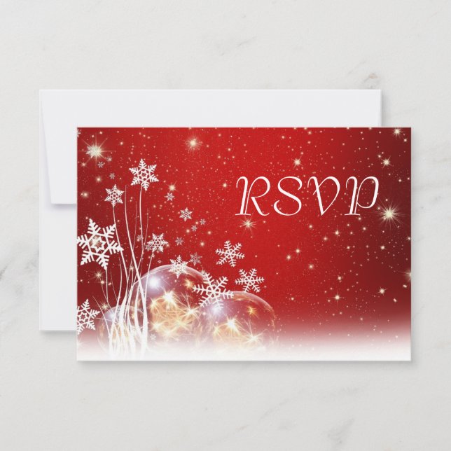 Red and White Christmas Wedding RSVP (Front)