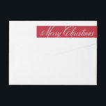 Red and White Christmas Wrap Around Label<br><div class="desc">Festive Christmas red and white with elegant script lettering skinny wraparound return address labels.</div>