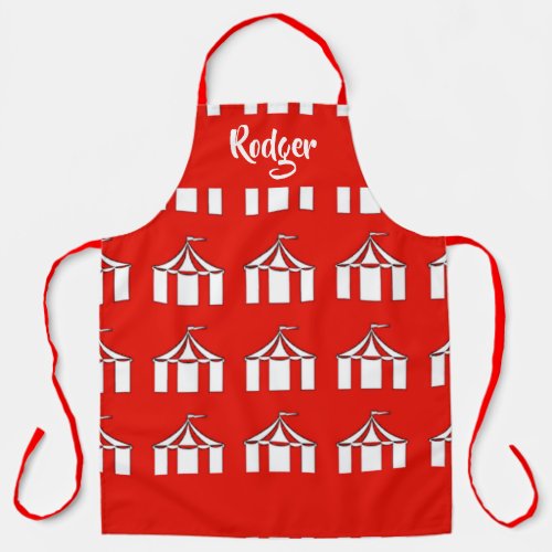 Red and white circus tents apron