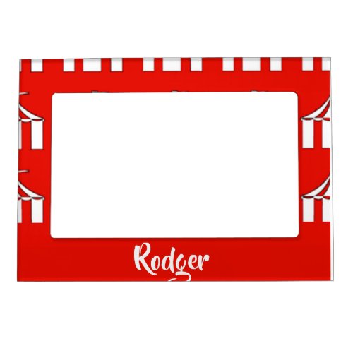 Red and white circus tents magnetic frame