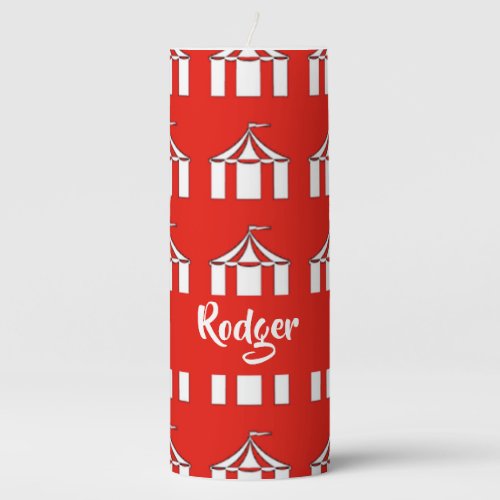 Red and white circus tents pillar candle