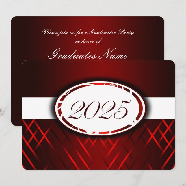 Red and White Class of 2025 Party Invitation (Front/Back)