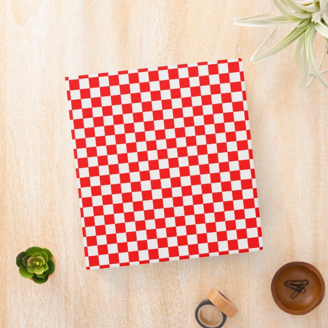 Red and White Classic Checkerboard by STaylor 3 Ring Binder (In Situ)