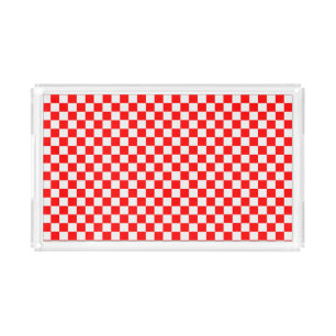 Red And White Classic Checkerboard by STaylor Acrylic Tray