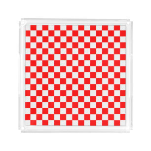 Red And White Classic Checkerboard by STaylor Acrylic Tray