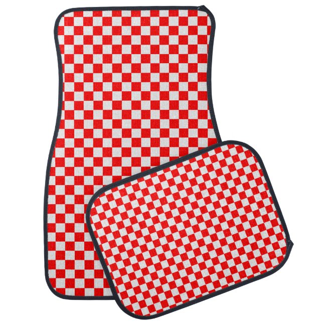 Red And White Classic Checkerboard by STaylor Car Mat (Set)