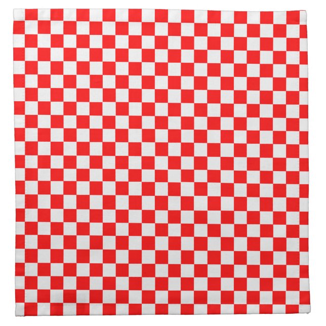 Red And White Classic Checkerboard by STaylor Cloth Napkin (Front)