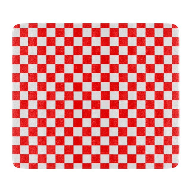 Red And White Classic Checkerboard by STaylor Cutting Board (Front)