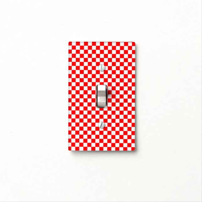 Red And White Classic Checkerboard by STaylor Light Switch Cover (In Situ)