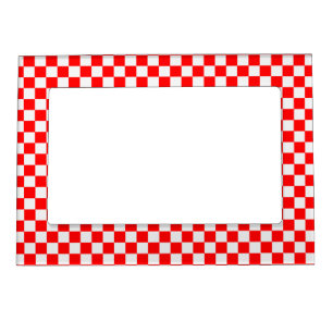 Red And White Classic Checkerboard by STaylor Magnetic Photo Frame