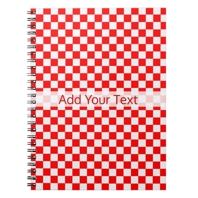 Red And White Classic Checkerboard by STaylor Notebook (Front)