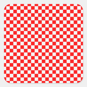 Red And White Classic Checkerboard by STaylor Square Sticker