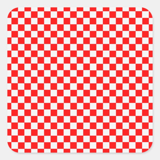 Red And White Classic Checkerboard by STaylor Square Sticker (Front)