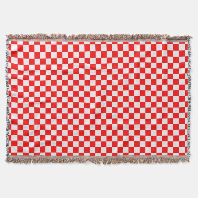 Red And White Classic Checkerboard by STaylor Throw Blanket (Front)