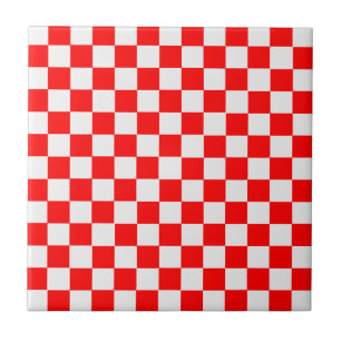 Red And White Classic Checkerboard by STaylor Tile
