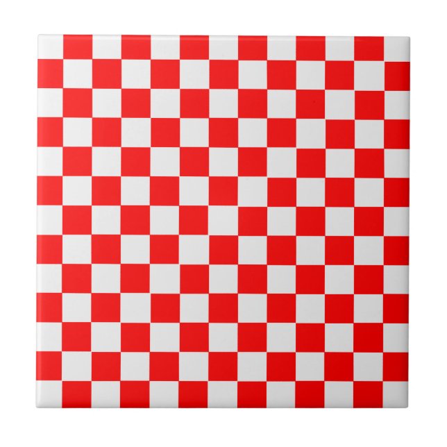 Red And White Classic Checkerboard by STaylor Tile (Front)