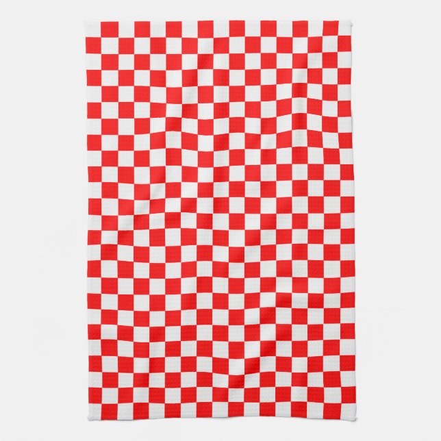 Red And White Classic Checkerboard by STaylor Towel (Vertical)