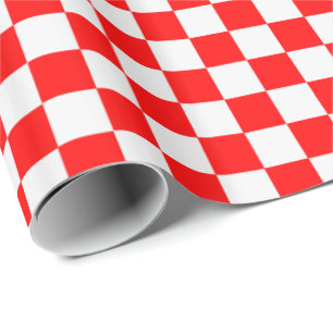Red and White Classic Checkerboard by STaylor Wrapping Paper