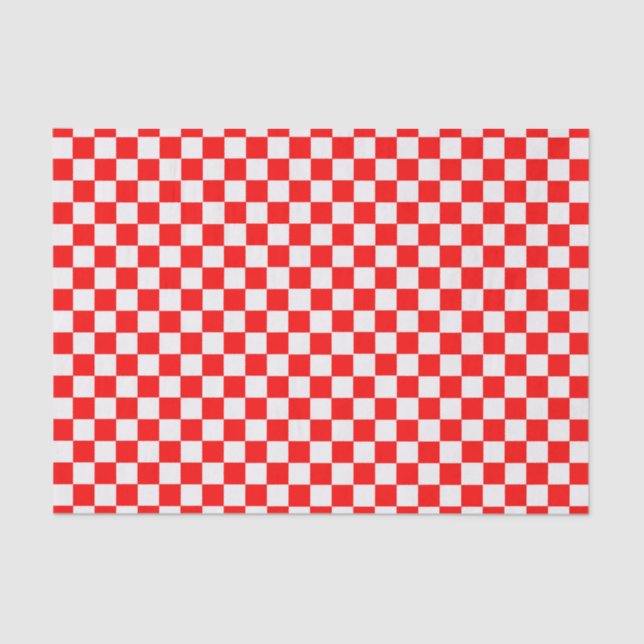 Red And White Classic Checkerboard Tissue Paper (Front)