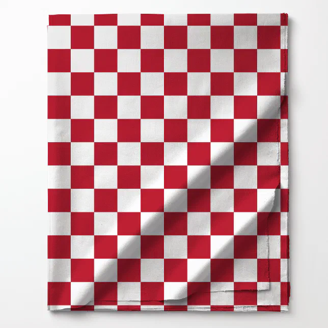 White Red Checker Pattern Red and White Classic Checkered Pattern Fabric | Zazzle
