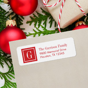 Red and White Classic Square Monogram Label