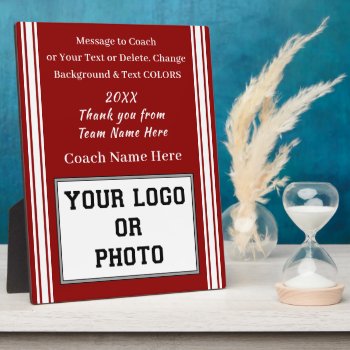 Red And White  Coaches Plaques With Team Picture by YourSportsGifts at Zazzle