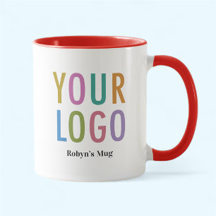 Red and White Coffee Mug Custom Logo Promotional