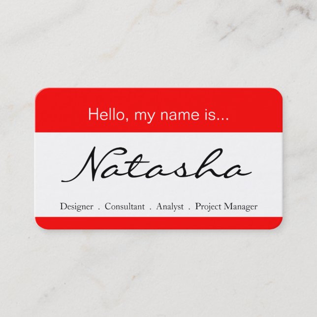 Red and White Corporate Name Tag - Business Card (Front)
