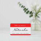 Red and White Corporate Name Tag - Business Card (Standing Front)