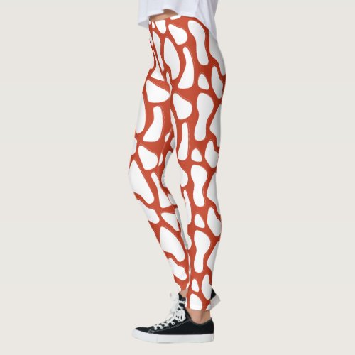 Red and white Cow print Leggings