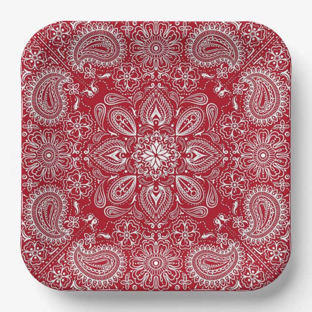 Red and White Cowboy  Paper Plates (Front)