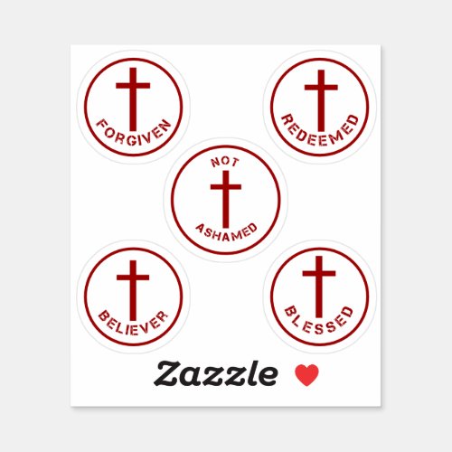 Red and White Cross Christian Faith Typography Set Sticker