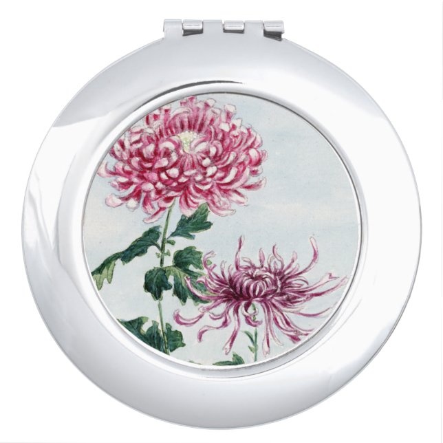 Red and White Crysanthemums Compact Mirror (Front)