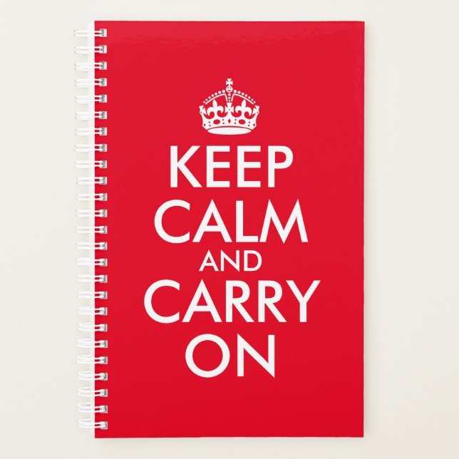 Red and White Custom Keep Calm and Carry On Planner (Front)