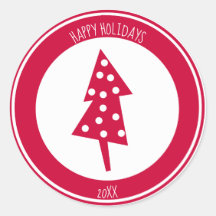 Red and White Custom Year Holiday Tree Sticker