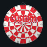 Red And White Customizable Text Dart Board<br><div class="desc">Red And White Customizable Text Dartboard With 6 Brass Darts!</div>
