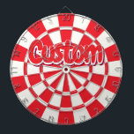 Red And White Customizable Text Dart Board<br><div class="desc">Red And White Customizable Text Dartboard With 6 Brass Darts!</div>