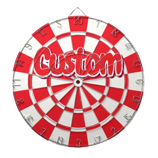 Red And White Customizable Text Dart Board (Front)