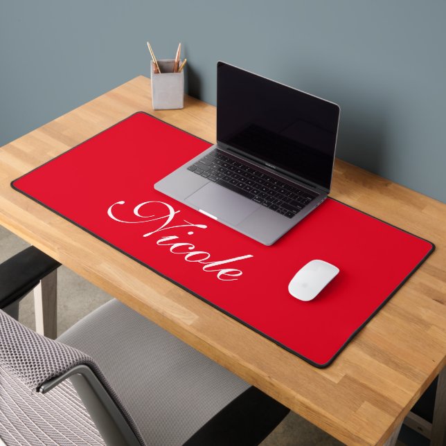 Red and White Customized Name Desk Mat (Office 2)