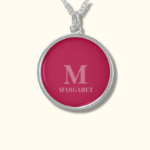 red and white customized name initial necklace