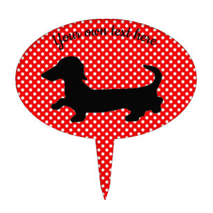 Red and White Dachshund Cake Topper Pick